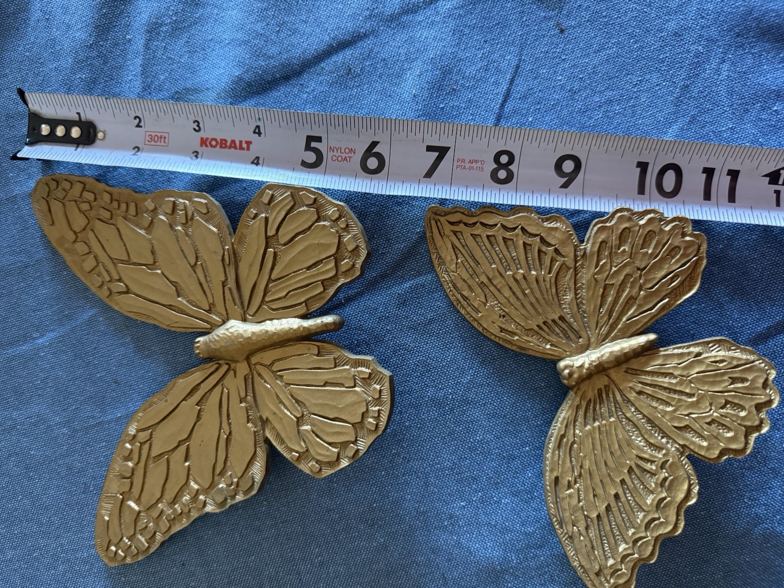Vintage Gold Tone Butterfly Wall Decor Set of 2 Small T7040 T7041 made in the US