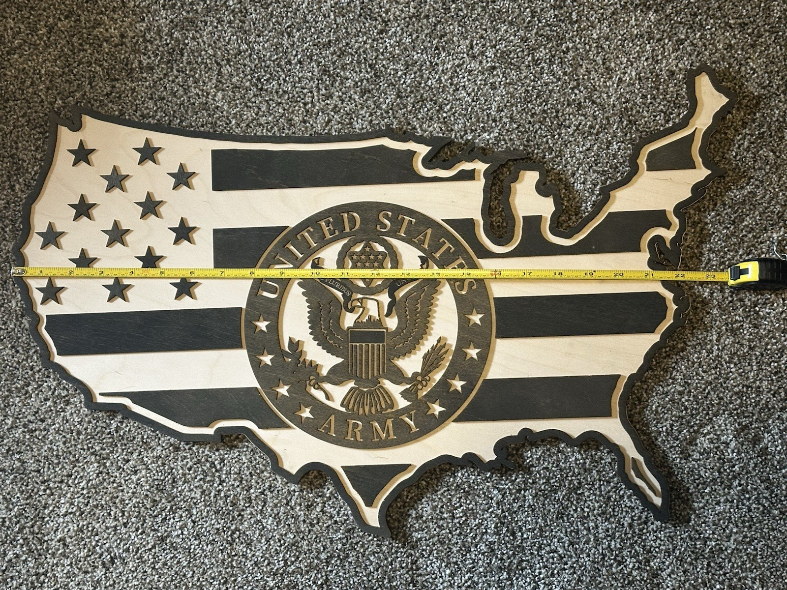 Country Rebel US Army Wood Wall Art USA Flag Map Laser Etched Official Licensed