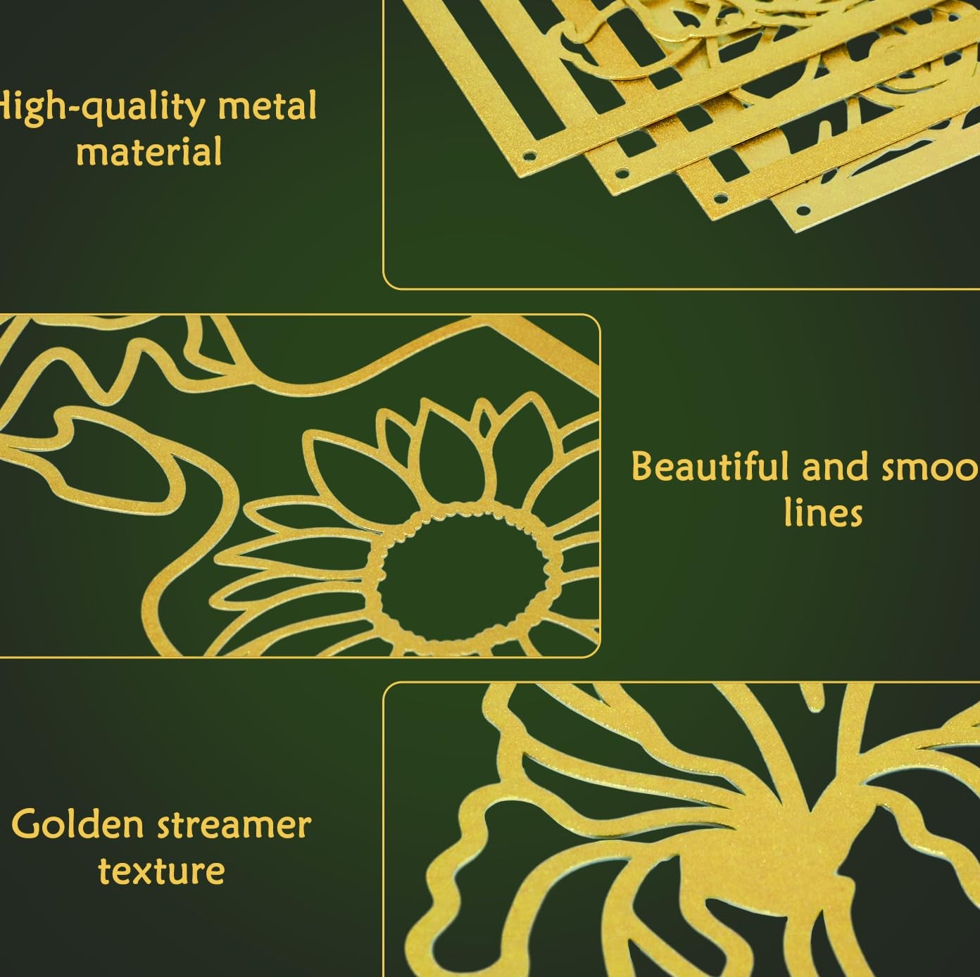 Zzbakress Woman Flower Wall Art Gold Metal Line Set of 4