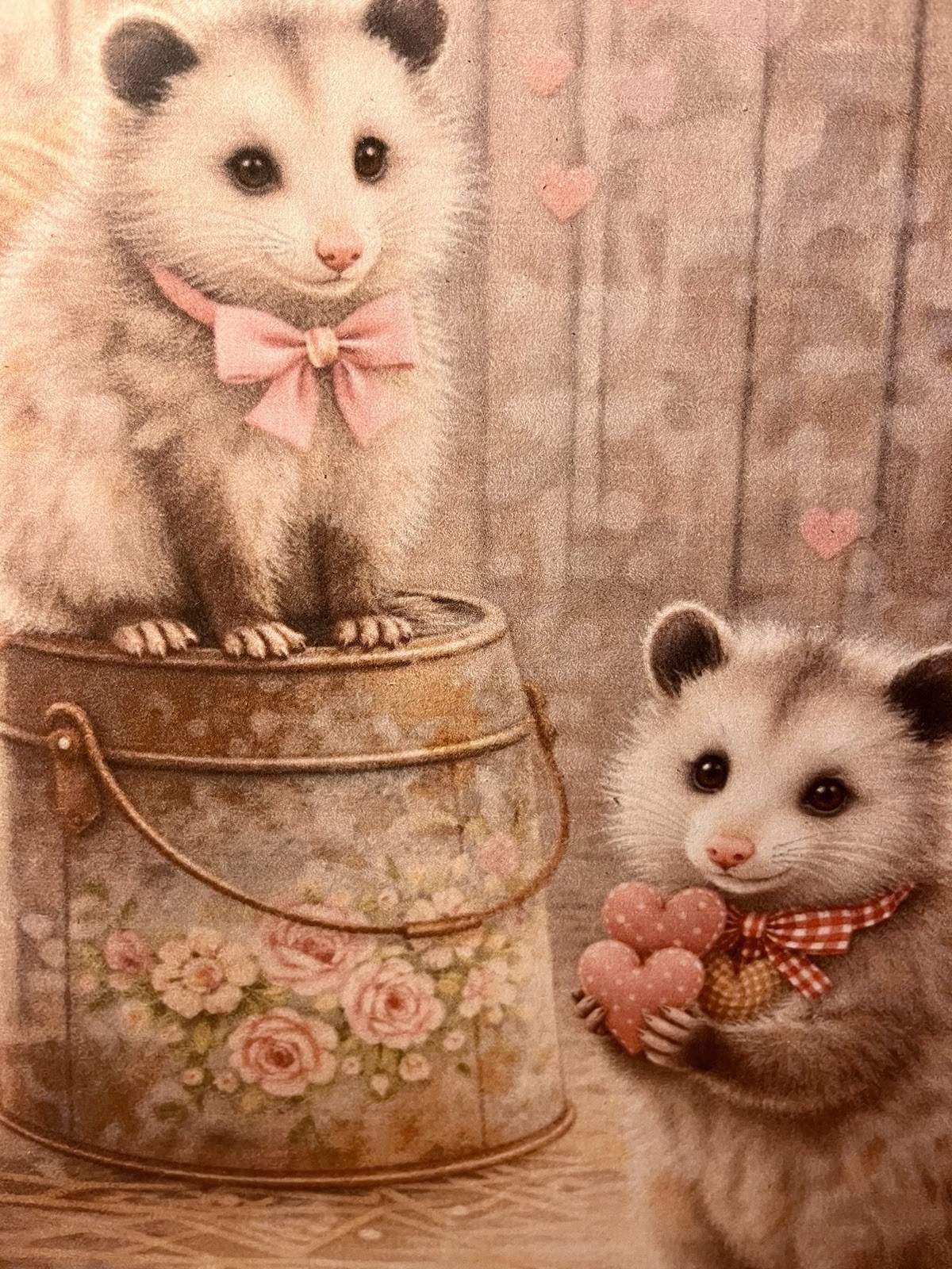 Valentine Animals: Sweet Possums, Handcrafted Plaque