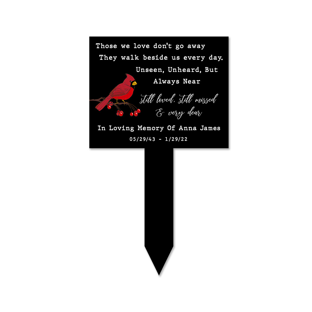 Memorial Stake with Cardinal Personalized Acrylic Plaque Garden Grave Marker