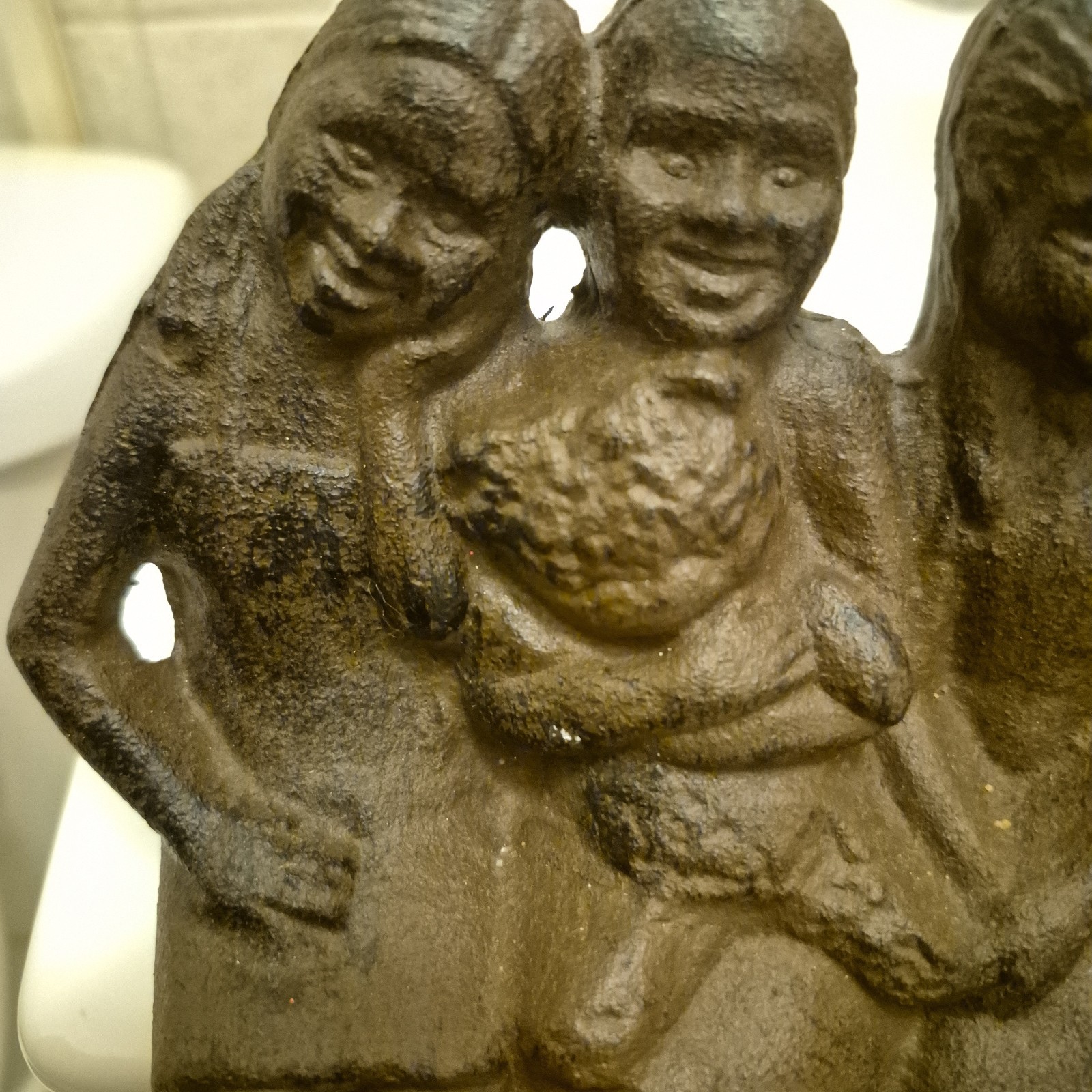 Rare Cast Iron Sculpture 4 GIRLS 7 in Window Sill Shelf Sitter Metal