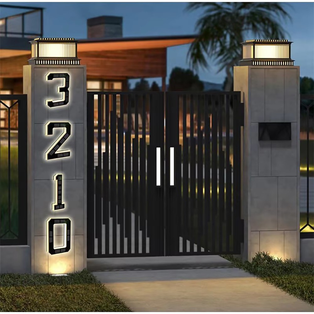 Solar LED House Number Sign Outdoor Waterproof Lighted Address Number 4.7inch