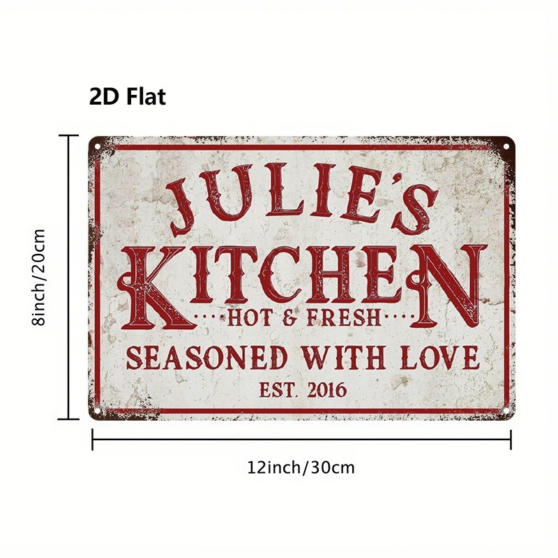 2D Flat – 2D Retro Kitchen Metal Sign – 8.0X12.0 inch