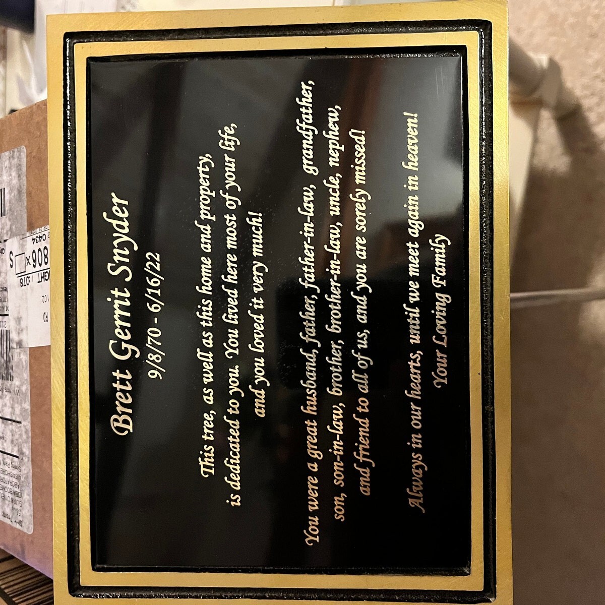 Customized memorial heavy brass metal outdoor plaque – Garden memorial plaque- C