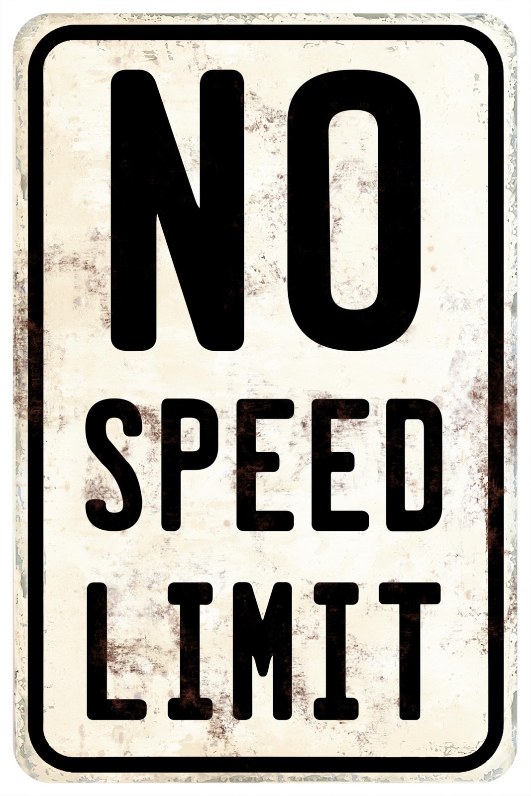 Car Room Wall Decor Vintage Metal Sign No 12 x 8 inches, Black And White