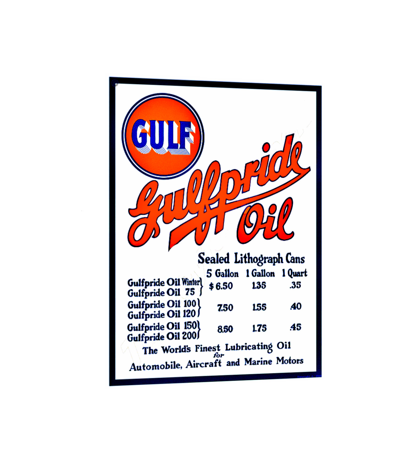 Gulf Oil Sign Decal Sticker -.Gulf Oil 50’s, 60’s Vintage Replica Gulf Girl