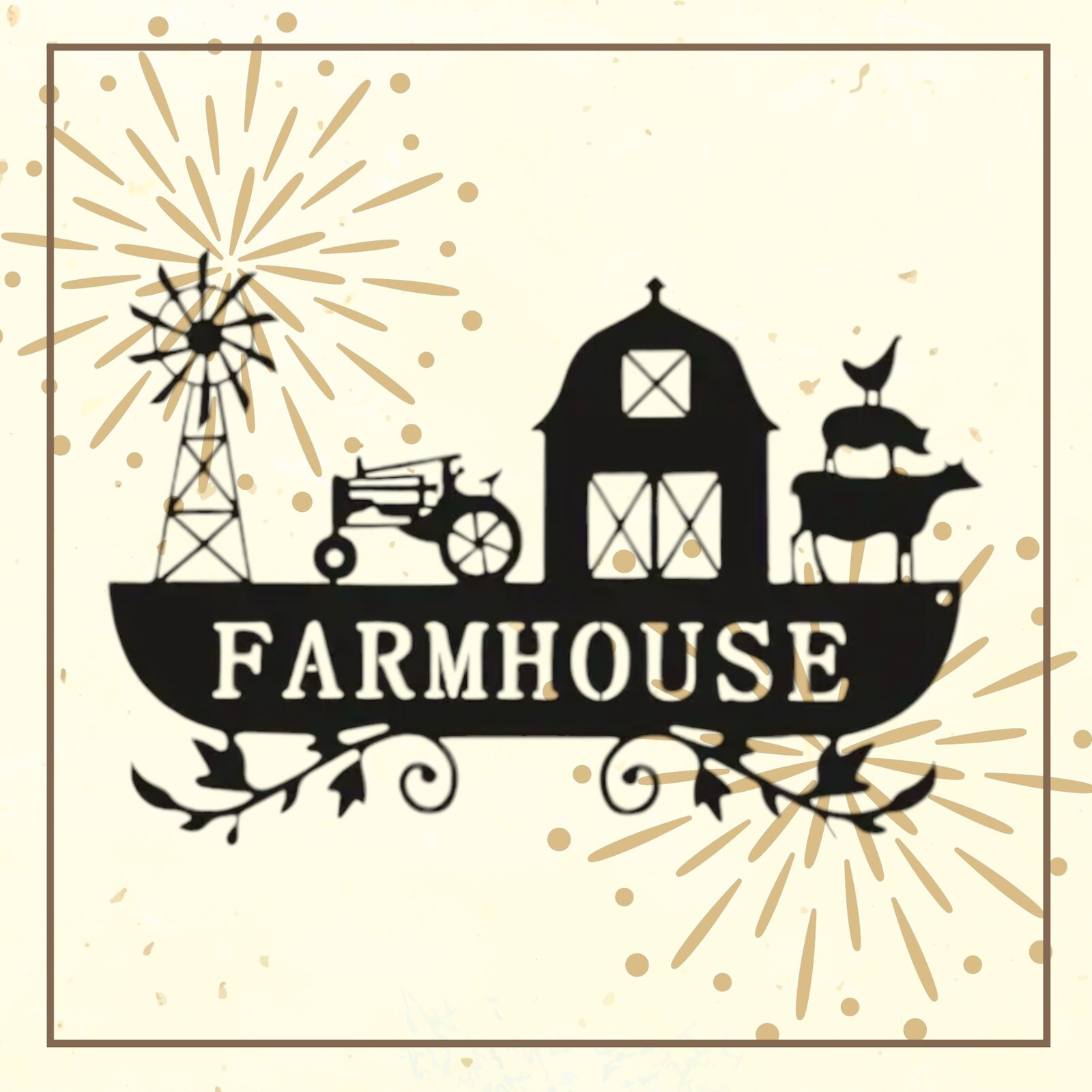 Metal Black Wall Art Farmhouse Rustic Farm Scene 12×8 Inches US Shipper
