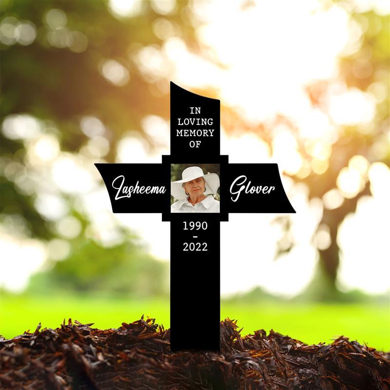 Memorial Cross Stake, Memorial Plaque, Memorial Plaque Stake Grave Marker