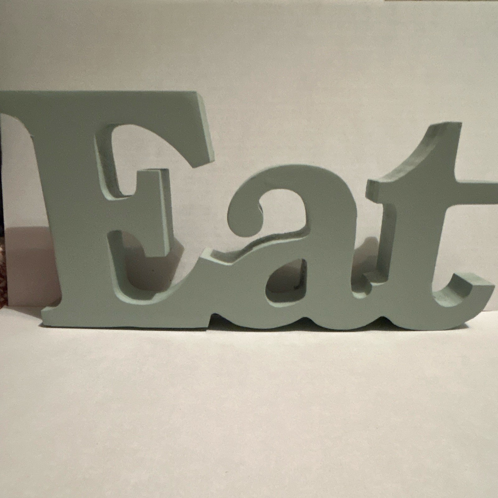 Green Painted Wood Freestanding “Eat” Letter Plaque Sign 14 x 5.5 In