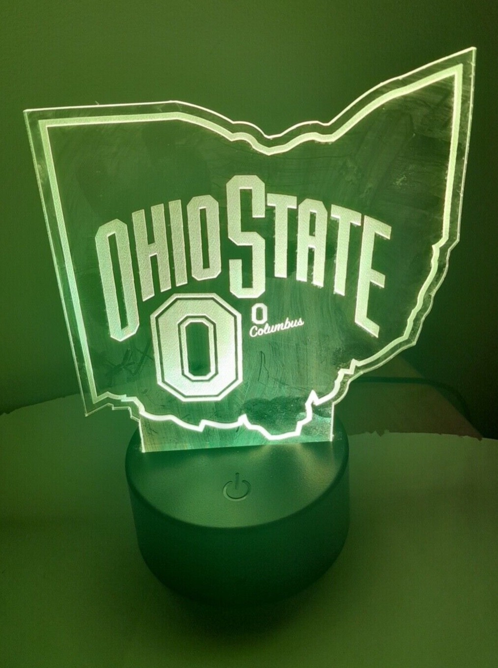 Edge Lit Tabletop Sign, Multi-Colored LED, Ohio State University. Night Light
