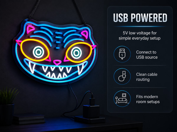 Derpy Tiger Multicolor LED Neon Sign 7.9″x15.7″