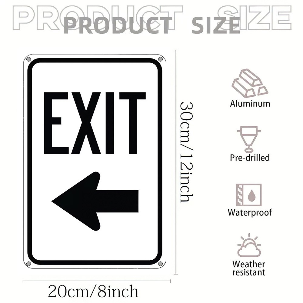 Vintage ‘EXIT’ Arrow Metal Tin Sign Retro Industrial/Game Room Wall Decoration