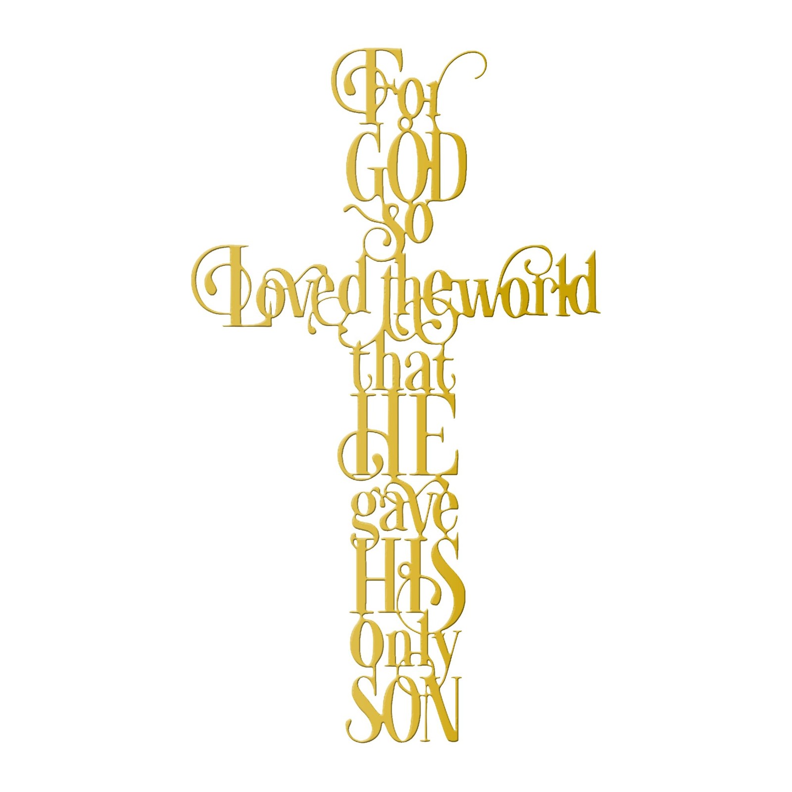 Jesus Wall Art 15.2×10.2″ Gold Cross Decor – For God So Loves the World Quote