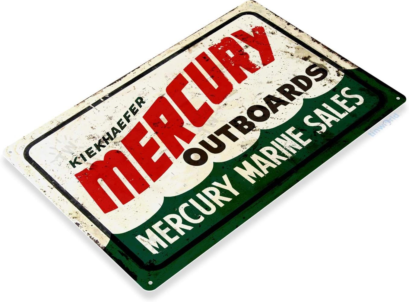 Tin Metal Sign Mercury Outboard Motor Rustic Retro Boating Marina 8×12