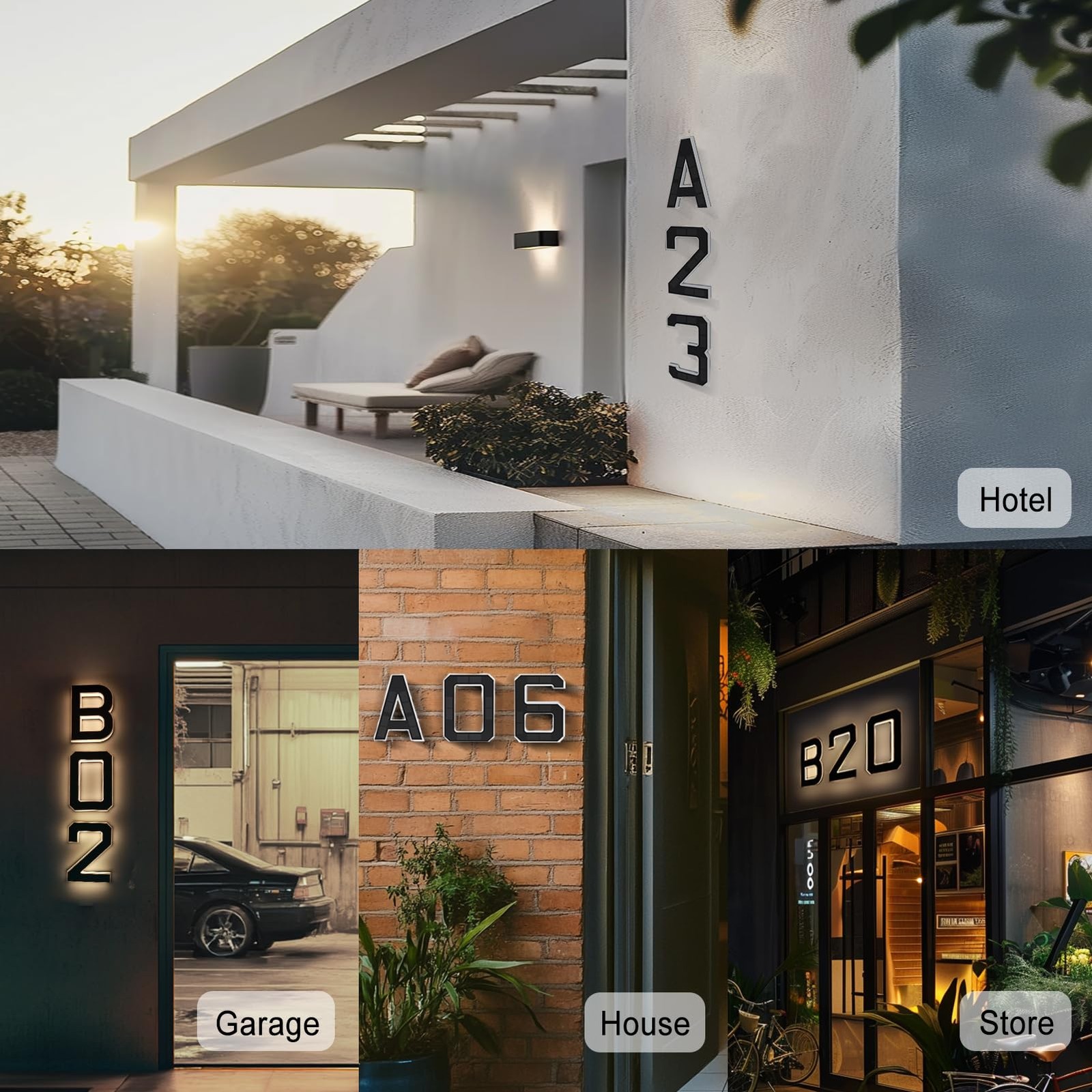 9 Inch Solar Lighted House Numbers for Outside, Light Up Waterproof LED Addre…
