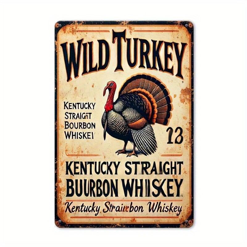 Wild Turkey Vintage Tin Metal Sign Wall Art Rustic Bourbon Whiskey 8×12
