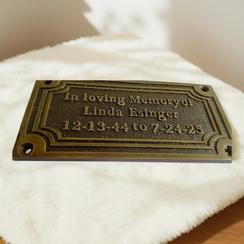 Vintage Looking Memorial Nameplate, Bench Name Plate, Brass Plaque Designer Gift
