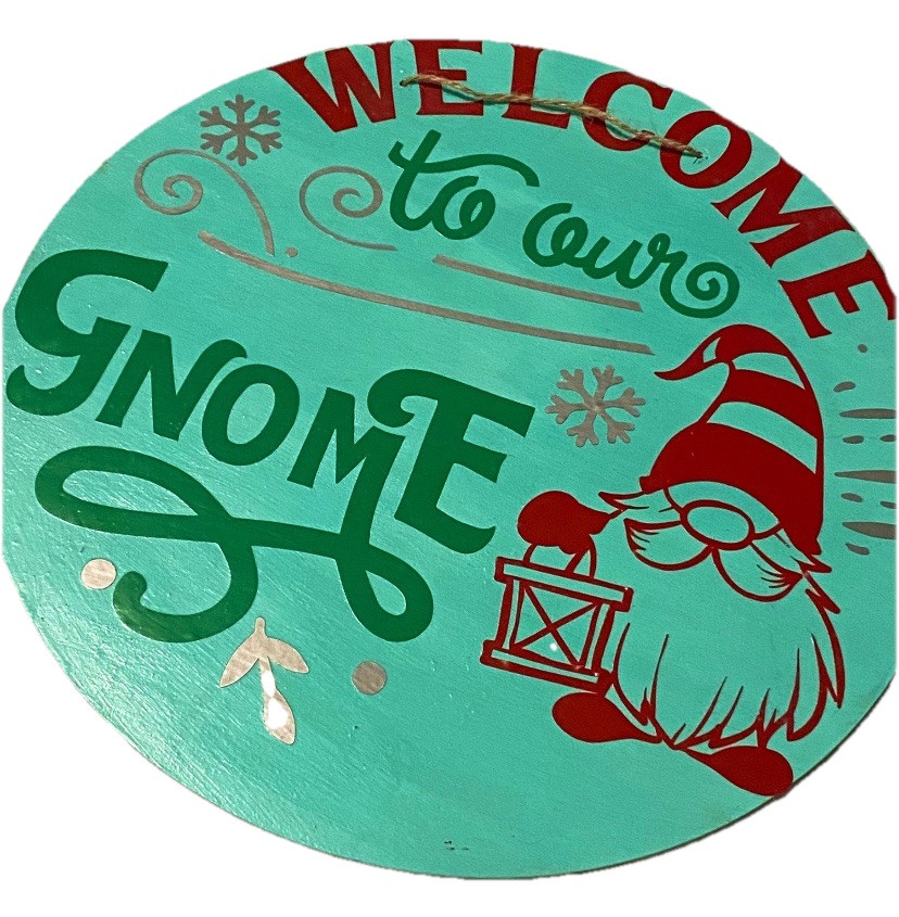 Welcome To Our Gnome 12” Round Welcome Lightweight Wood Indoor/ Outdoor Sign