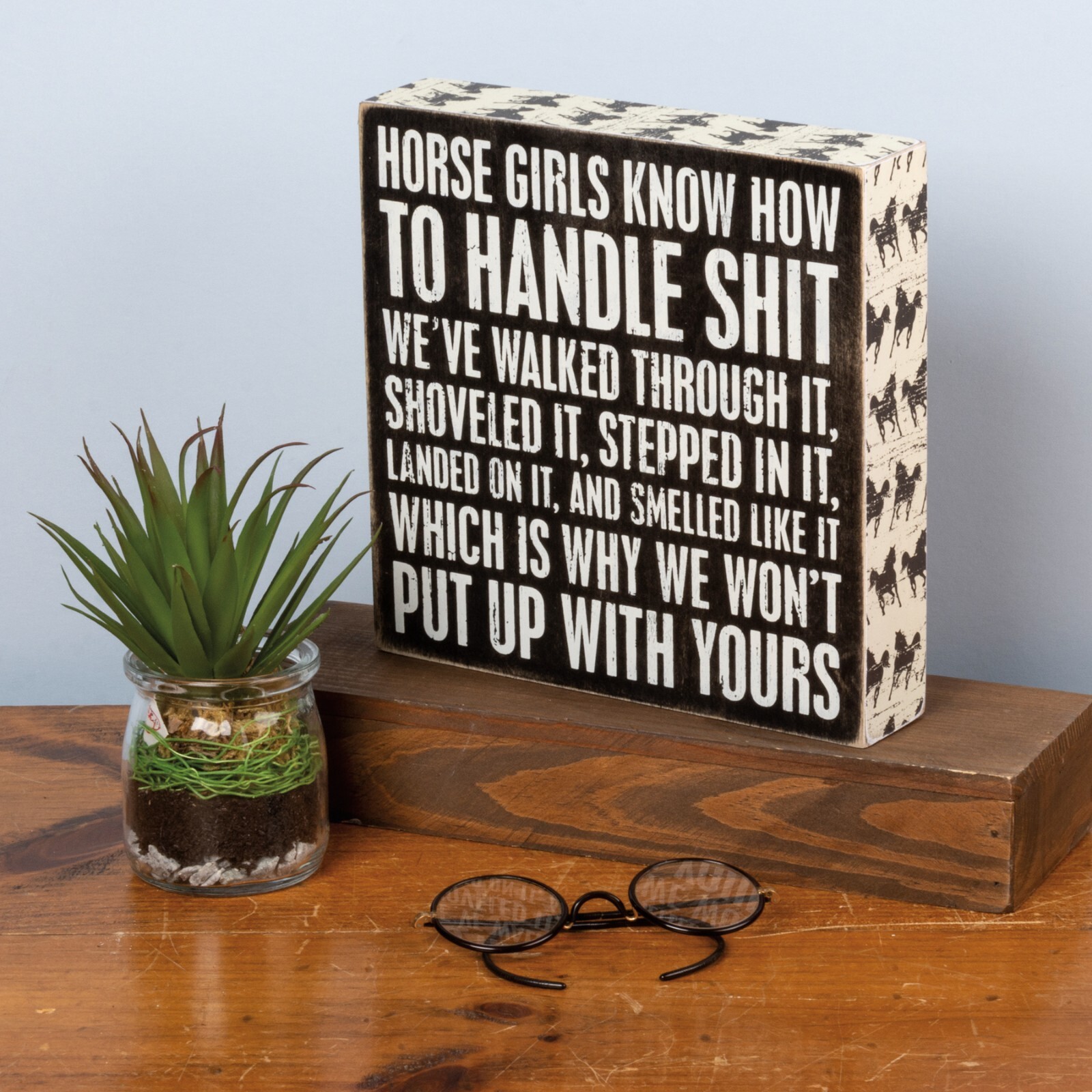 Primitives by Kathy Box Sign Horse Girls Know How To Rustic Decor Gift Lover