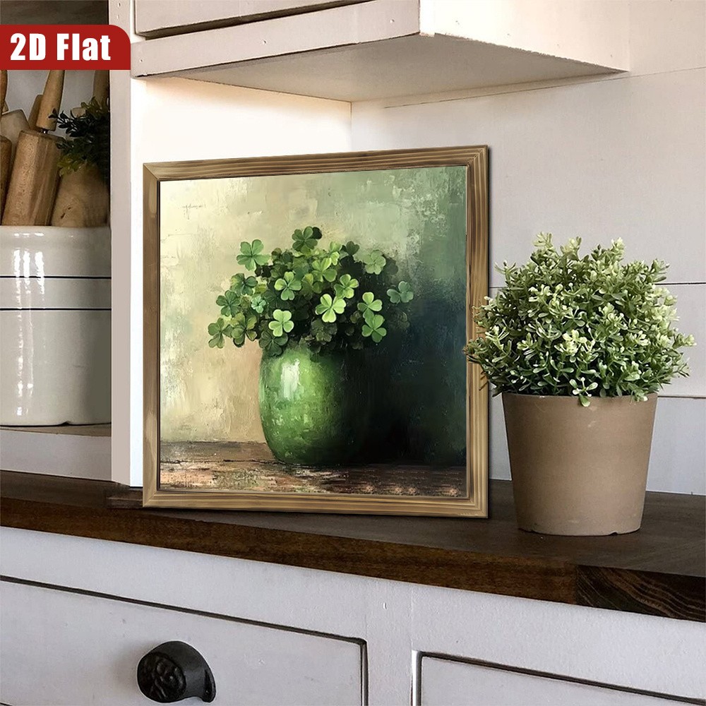 Irish Wooden Plaque Green Vase with Shamrocks St. Patrick’s Day Farmhouse Decor