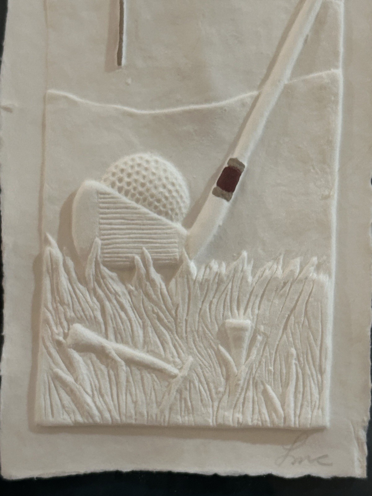 Signed Handmade Paper Relief Golf Art Framed Shadow Box Wall Decor 3D