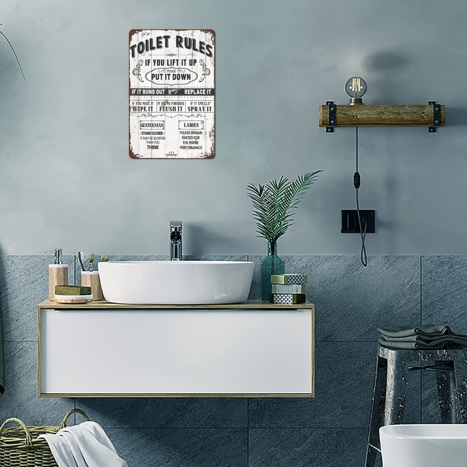 Toilet Rules Tin Sign Funny Bathroom Sign Bar Restaurant Bathroom Rules Metal