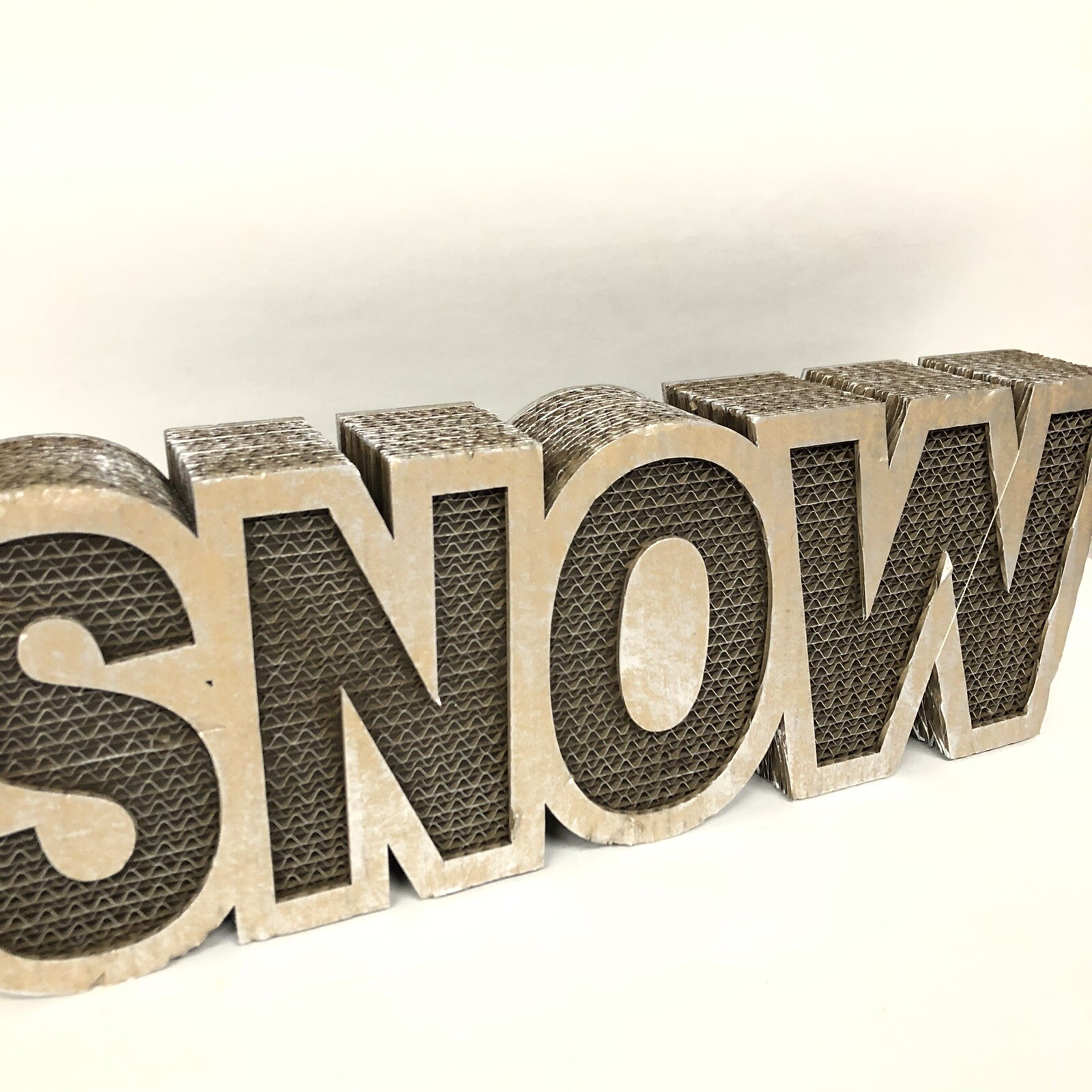 LED Light Paper Marquee Letter Decor SNOW big 3D Display Brown Battery Operated