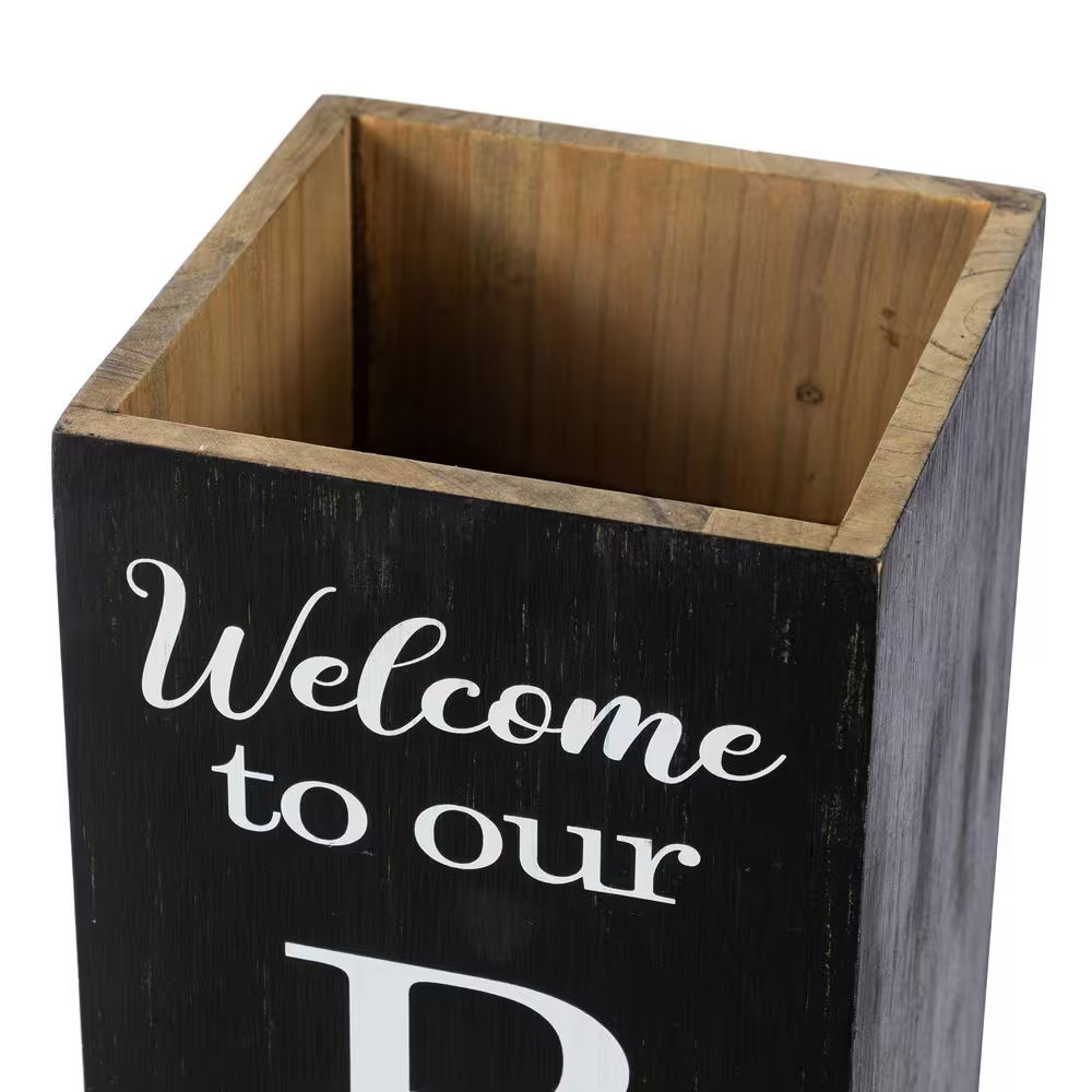 24 In. H Double Sided Solid Wood Black Boxed “WELCOME PORCH” Porch Sign