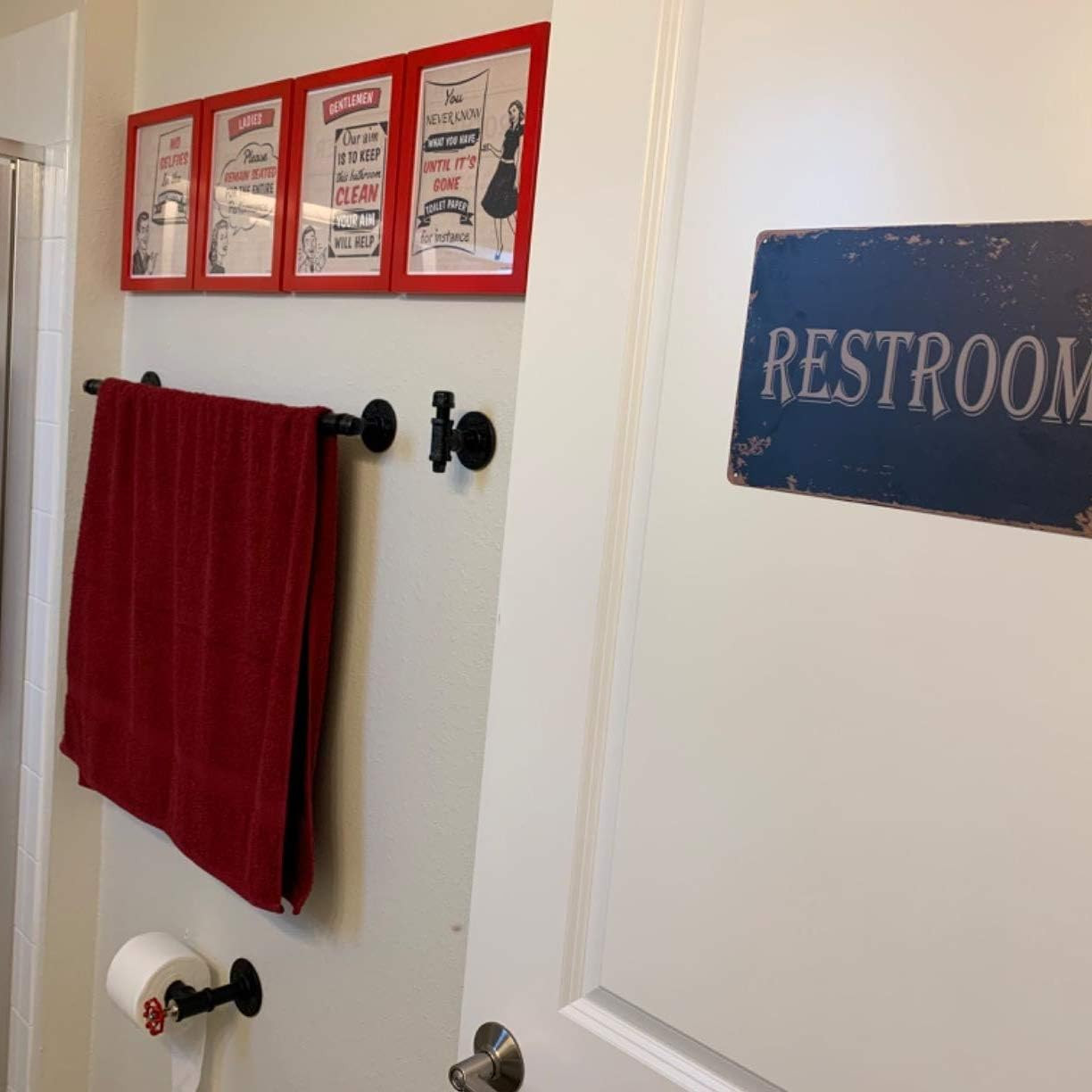 Restroom Vintage Metal Sign Bathroom Door Signs for Offices Businesses Restauran