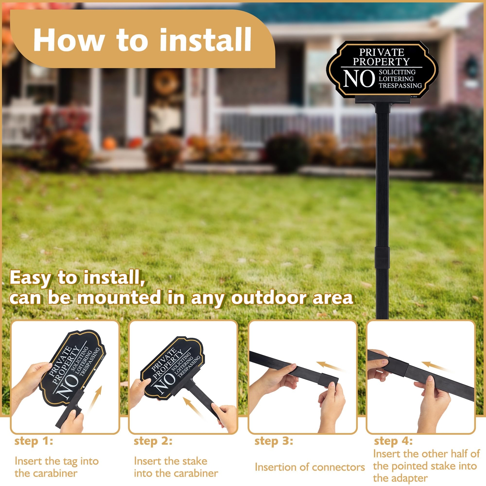 Private Property No Trespassing Sign with Stake 5×10 Inch for Outdoor Use