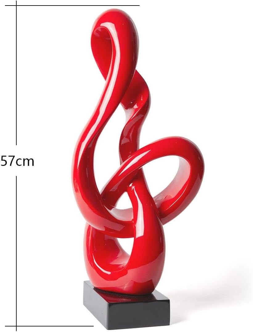 Modern Polyresin Music Note Sculpture Red 22.5 Inch Treble Clef Home Decor