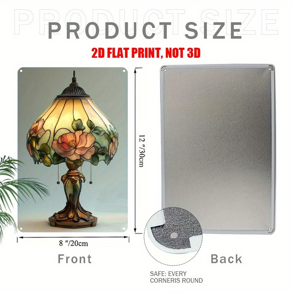 Elegant Floral Lamp Tin Signs Metal Signs Wall Art Painting Poster Decor 8×12in