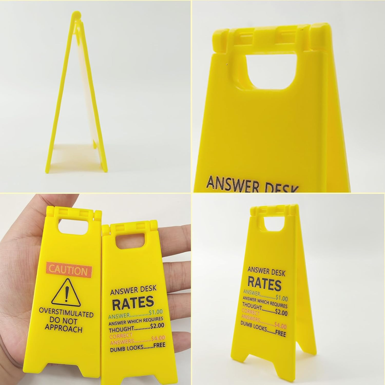 4Pcs Funny Office Desk Decor Caution Overstimulated Desk Warning Sign Accessorie