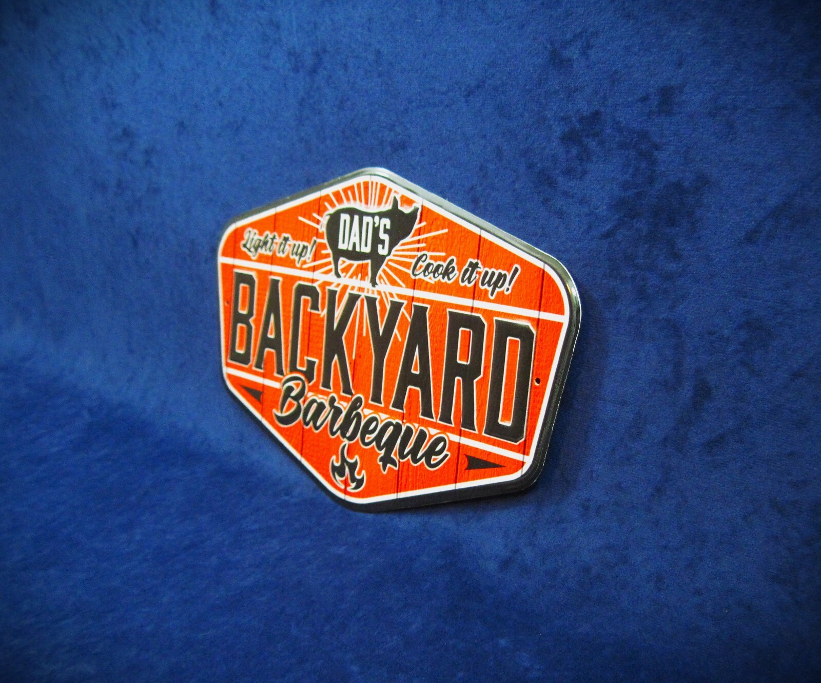 BACKYARD BARBEQUE -*US MADE*- Die-Cut Embossed Metal Sign -Yard Patio Deck Décor