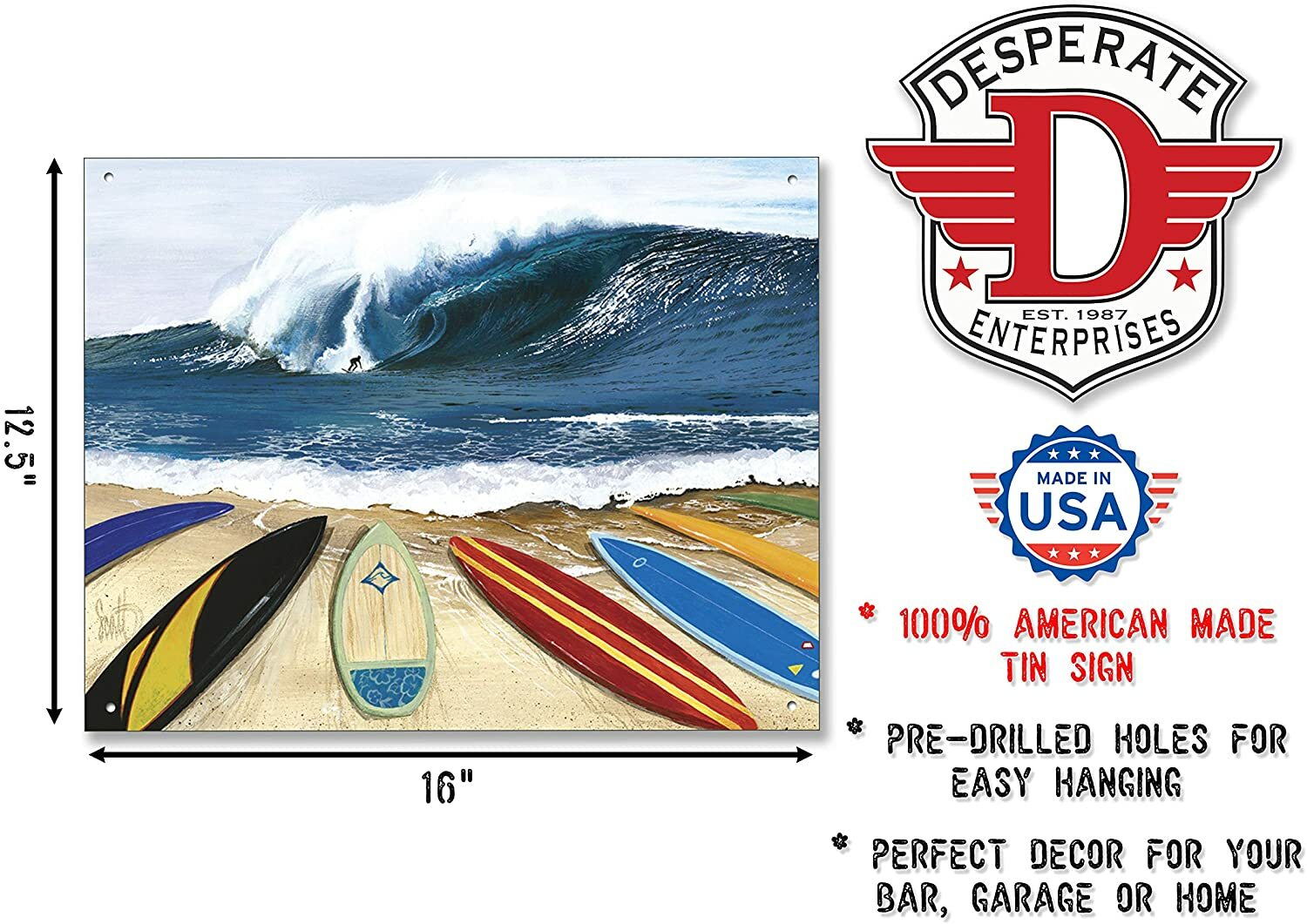 Westmoreland Wait Turn Surf Boards Metal Sign Tin Lined Up Vintage Beach Bar