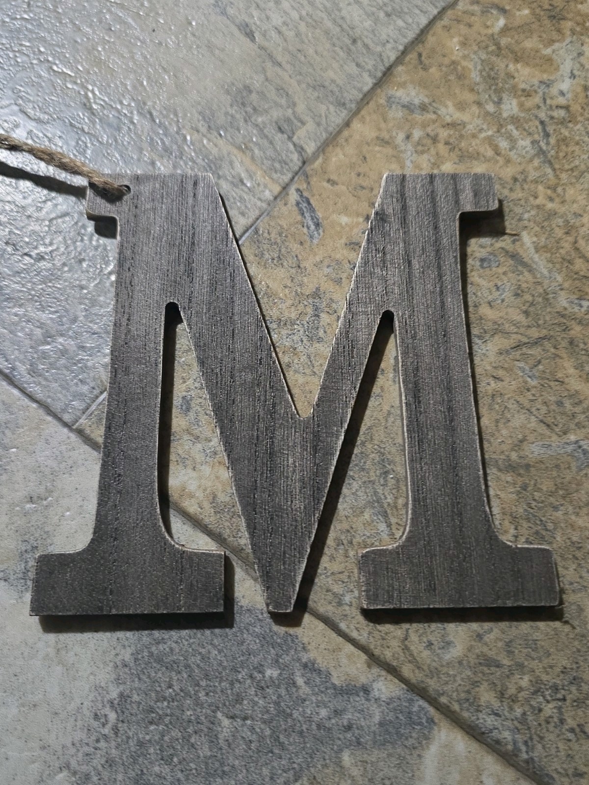 Monogram Letter M Rustic Brown WOOD Grain.. 5 1/2 Inches Tall