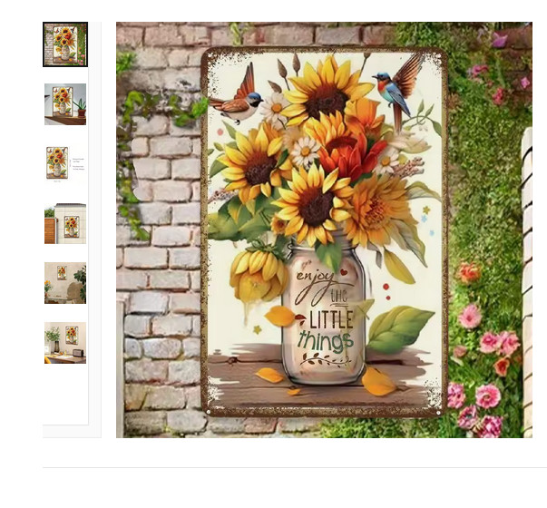 Wall Decor French Country Fall colors Sunflower Vintag Farmhouse Metal Sign 8×12