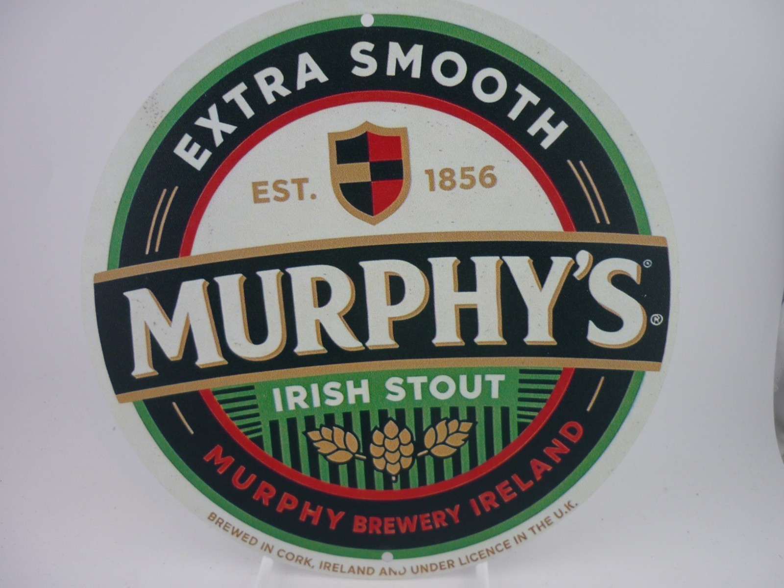 Murphy’s Irish Stout Extra Smooth Round Metal Tin Beer Sign Pub Bar Decor 8×8