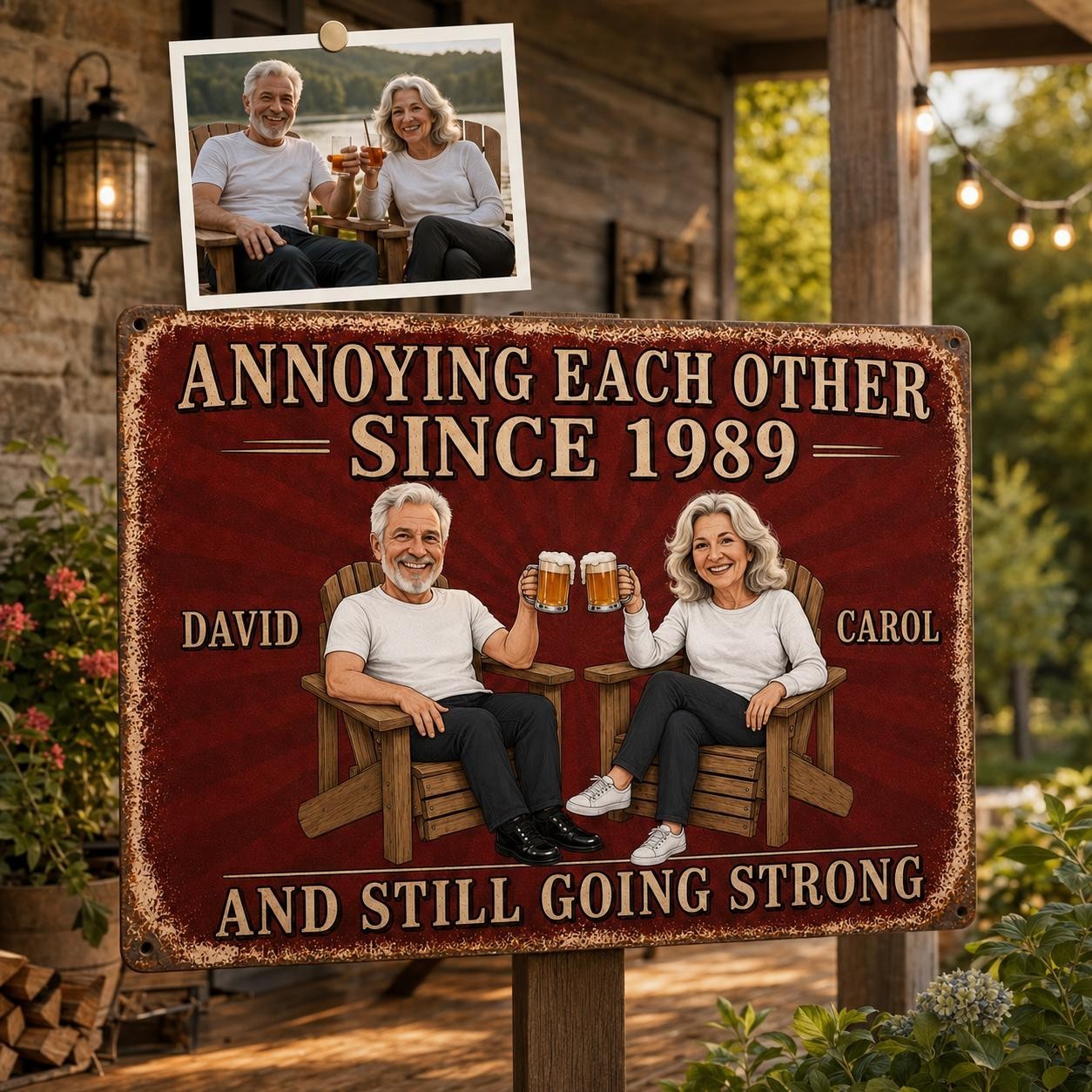 Custom Annoy Each Other And Still Going Strong Metal Sign, Funny Couple Gift