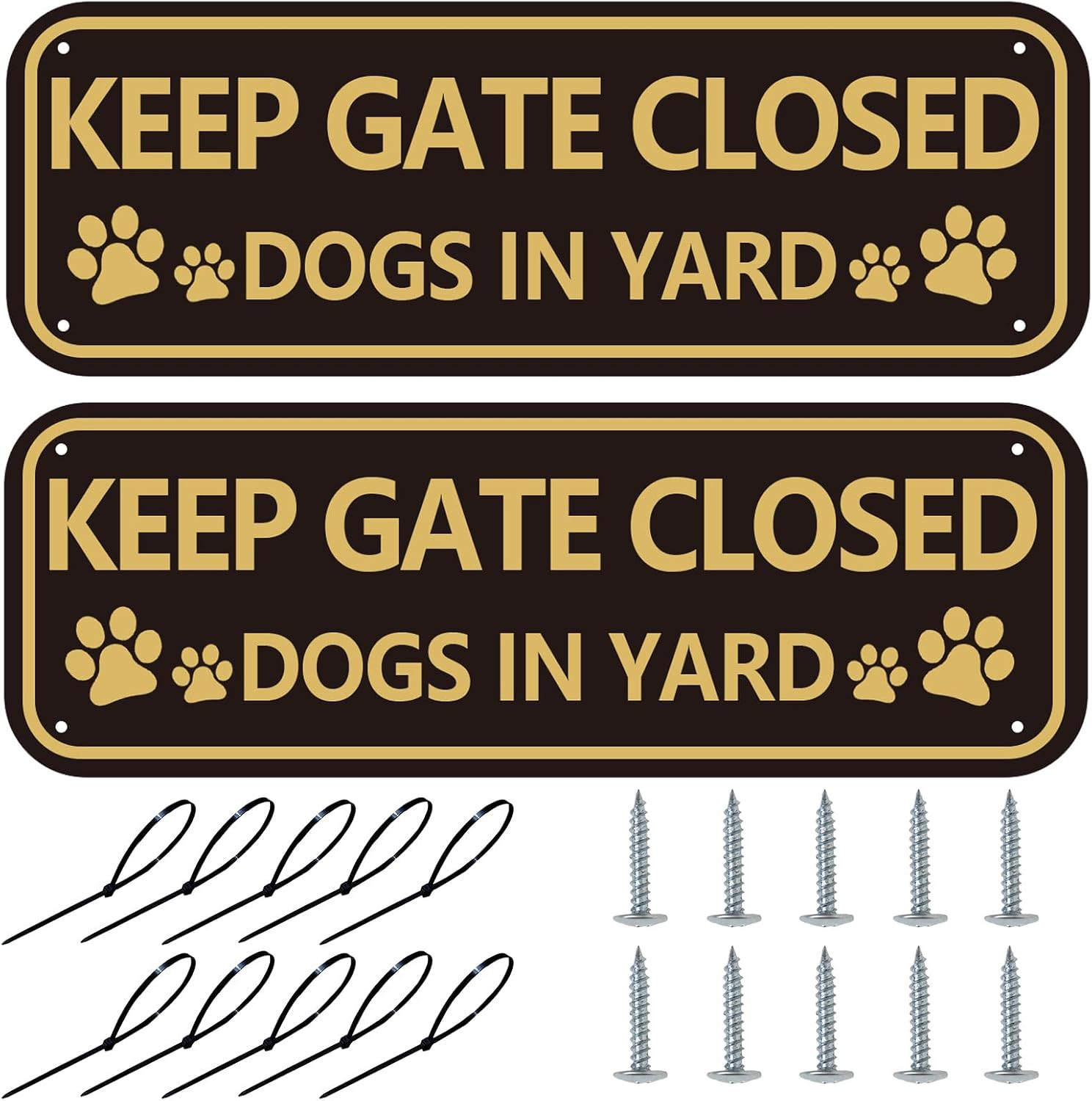 Beware of Dog Sign for Fence 2-Pack Keep Gate Closed Sign Dogs in Yard Sign Rust