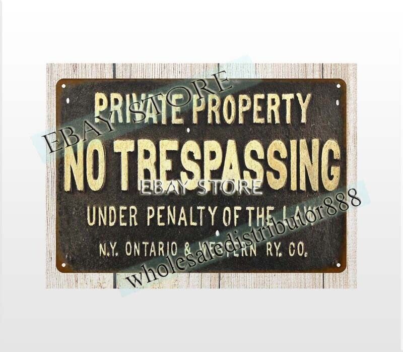 PRIVATE PROPERTY no trespassing metal tin sign office bar interior design