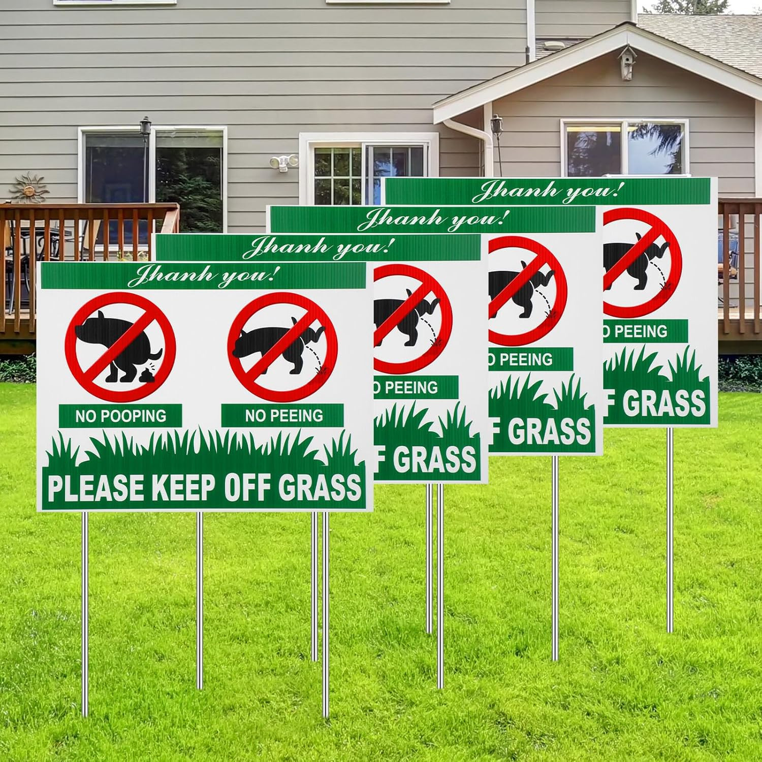 Barydat 4 Pcs No Peeing and No Pooping Dog Sign with Metal Stakes 12 X 16 Inches