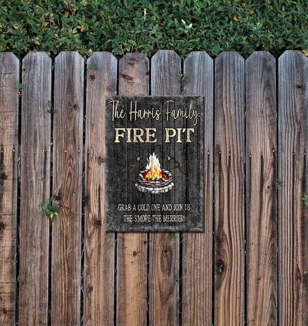 Personalized Fire Pit Sign Custom Camping Plaque Campfire 9″x12″ Metal Sign