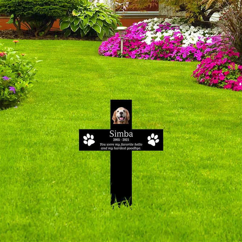 Personalized Pet Memorial Cross Acrylic Plaque Stake, Dog Loss Grave Marker