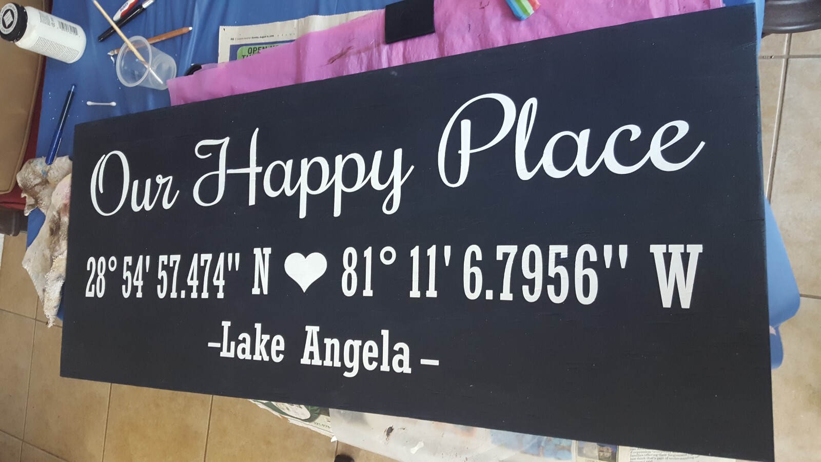 Happy place Wood sign home sign, Rustic wood home decor, hanging home decor.