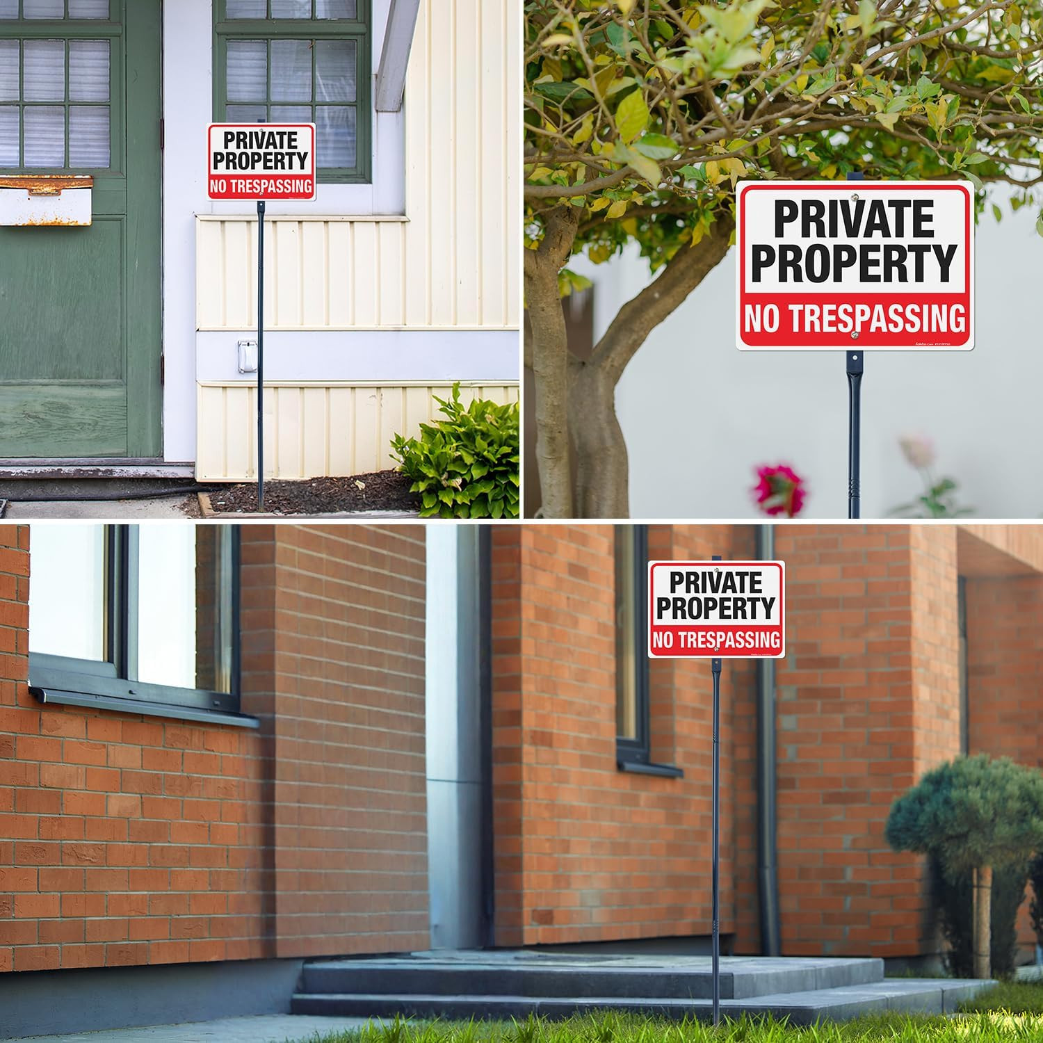 Large No Trespassing Sign with 54″ Metal Stake, Reflective Heavy Aluminum