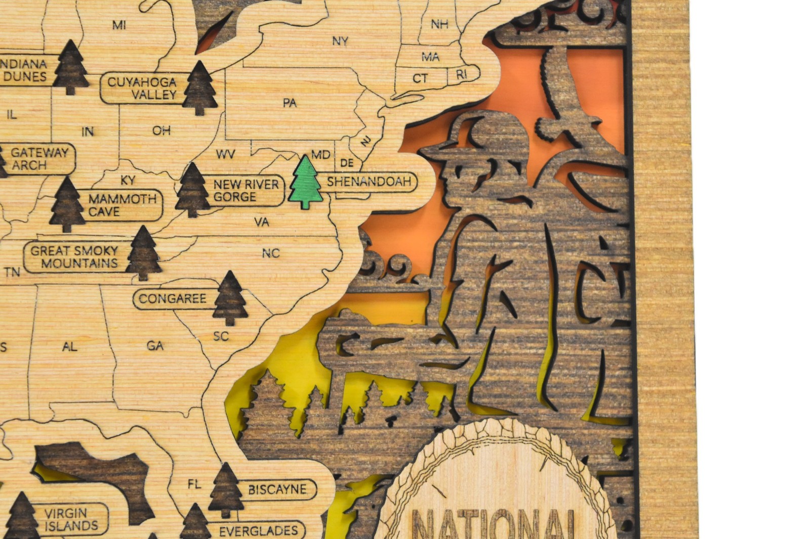 Handmade Wood National Parks Travel Map