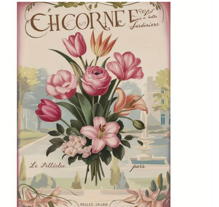 Wall Decor French Country Paris Vintage Bouquet Metal Sign 8×12 Flowers