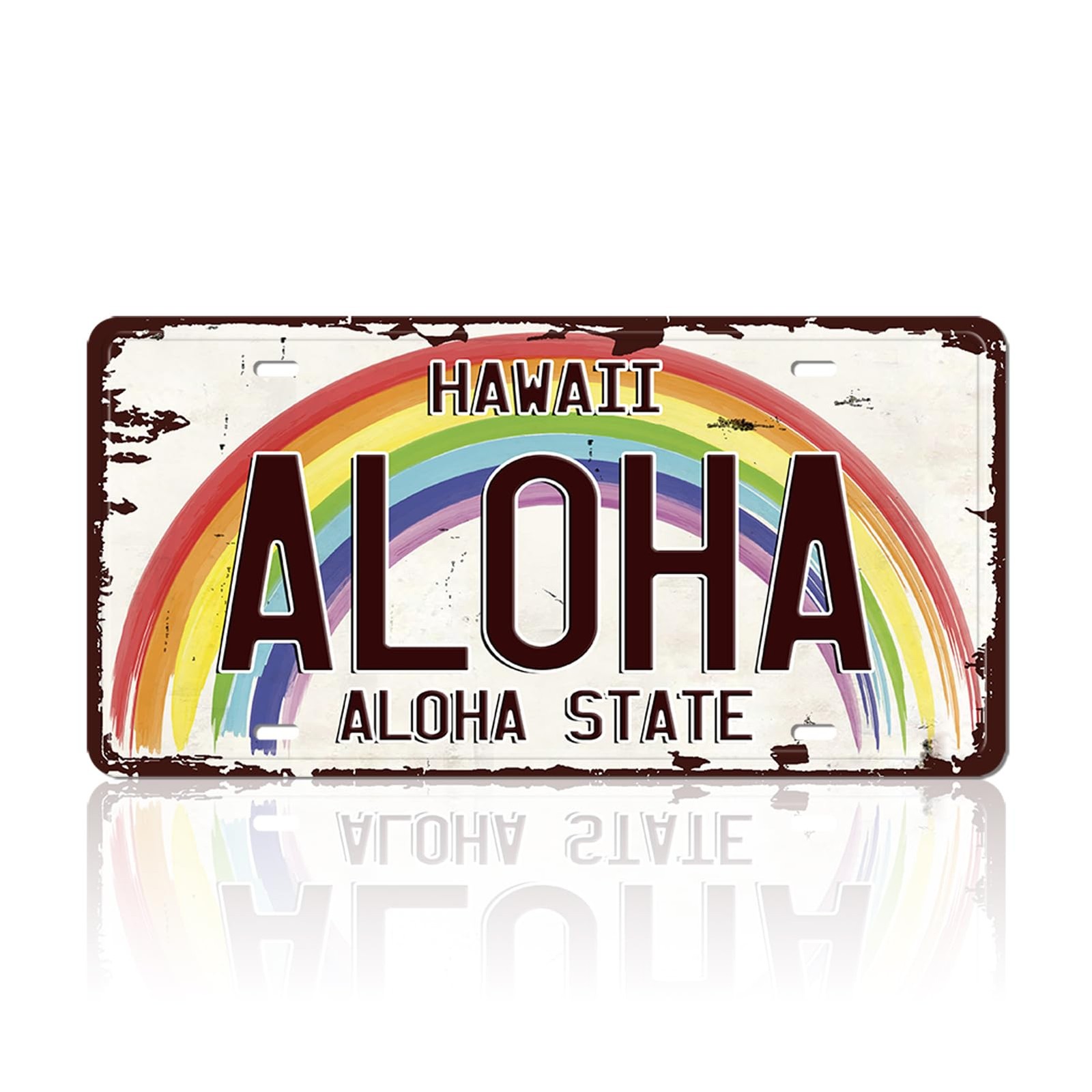 Hawaii License Plate Decor – Aloha Sign Hawaiian Wall Art Beachy Room Decor V…